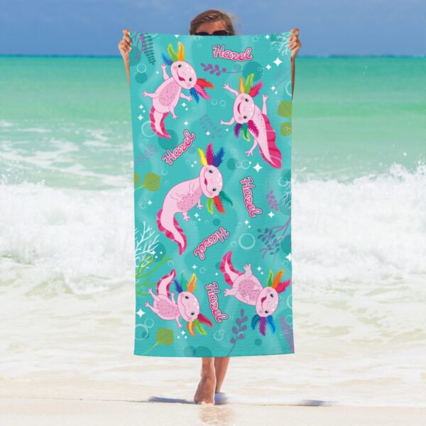 Personalized Axolotl Beach Towel